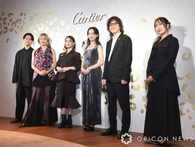 「カルティエ 銀座4丁目ブティック」オープニングイベントに登壇した（左から）江崎文武、山口智子、高畑充希、清原果耶、浦沢直樹、坂本美雨 （C）ORICON NewS inc.