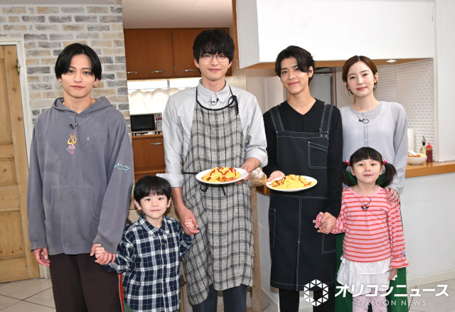 オシドラサタデー『パパと親父のウチご飯』囲み取材会に参加した（左から）猪俣周杜、櫻、白洲迅、松島聡、棚橋乃望、蓮佛美沙子 （C）ORICON NewS inc.